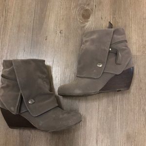 Blowfish gray wedge booties